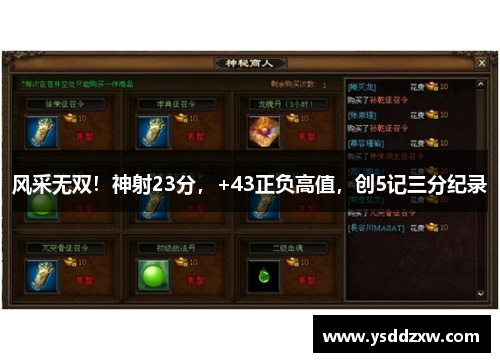 风采无双！神射23分，+43正负高值，创5记三分纪录